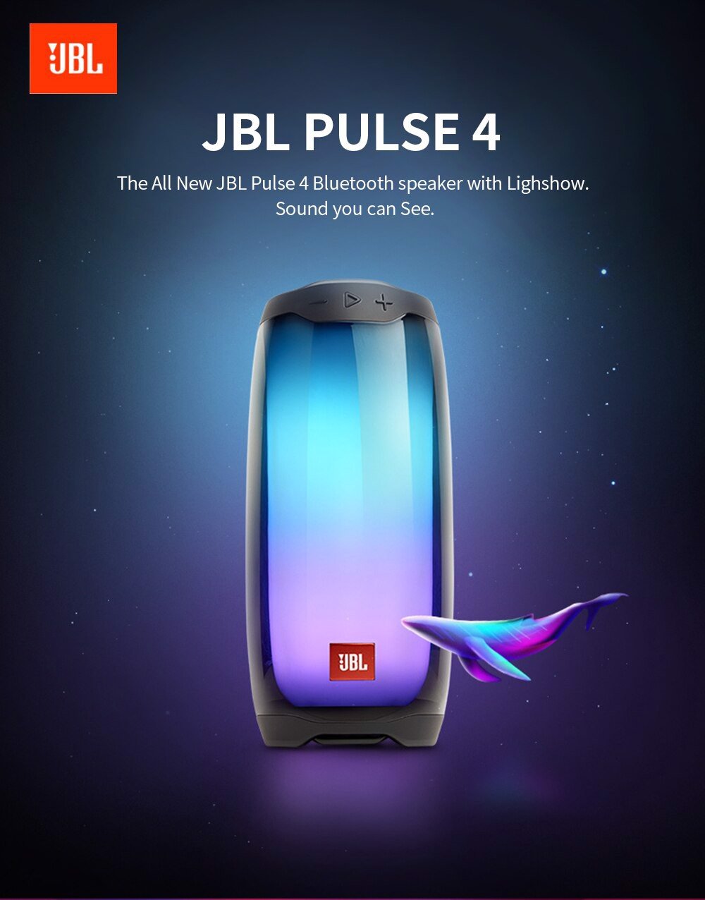 Loa bluetooth jbl loa bluetooth jbl pulse 4 l công suất 20w l chống nước ipx7 l bluetooth 4.2 l pin 7260 mah dải loa woofer cho âm thanh vượt trội, sống động nhạc 12h l đèn led 360 độ l