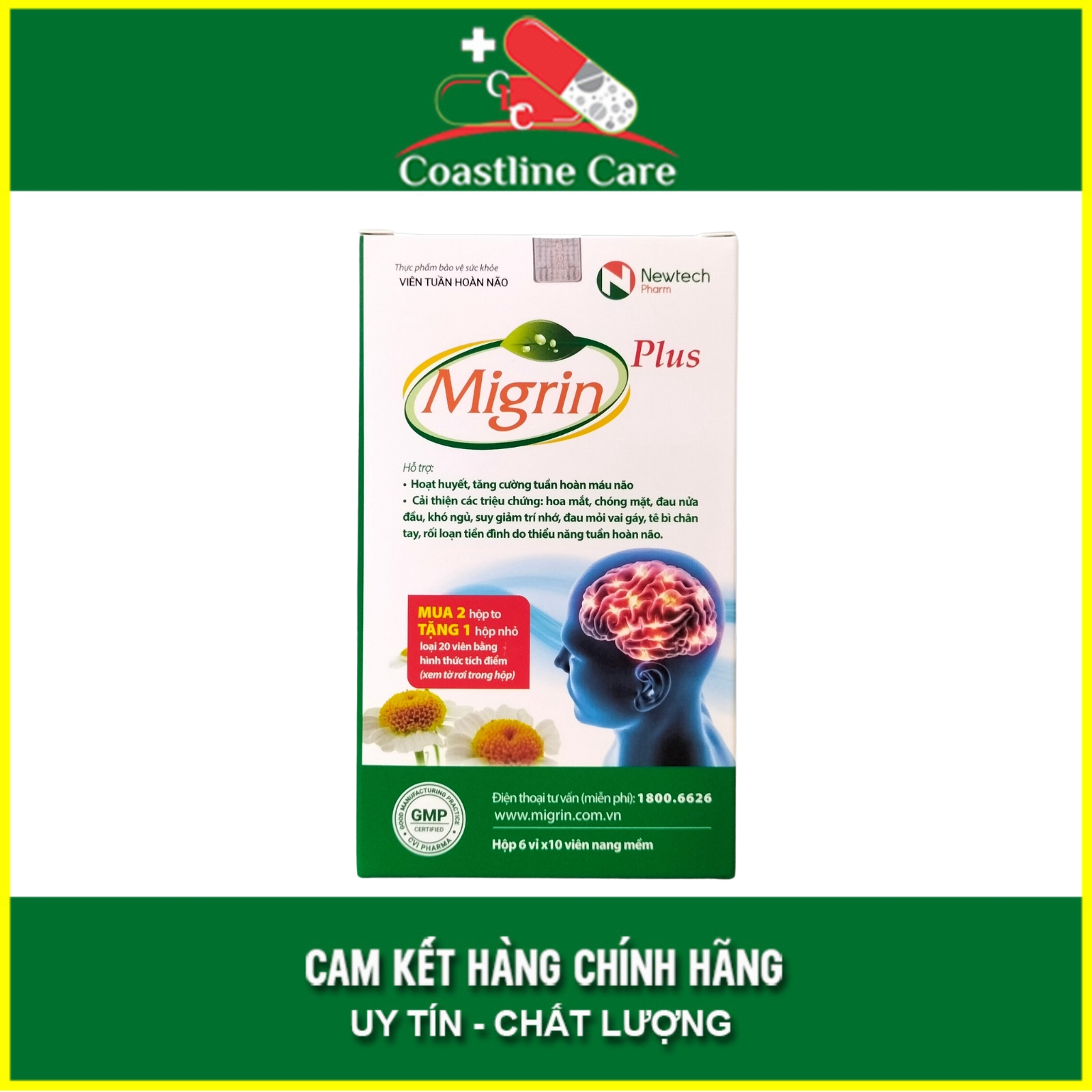 Migrin Plus - Hỗ trợ hoạt huyết, giảm khó ngủ, suy giảm trí nhớ, đau mỏi vai gáy, tê bì chân tay (hộ