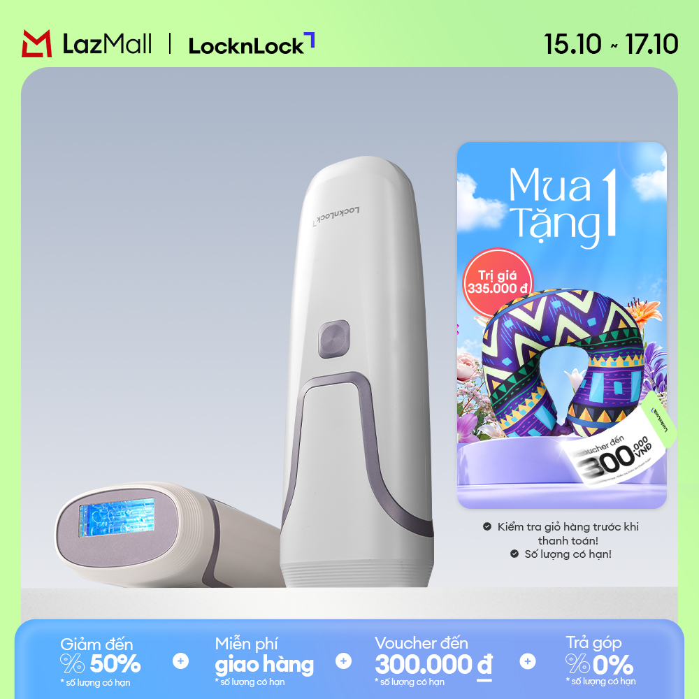 Sapphire Locknlock Enc312Ivy Cold Hair Removal Machine, Dual Light with 5 Intensity Levels, 4 Modes with Sapphire Cooling Technology, Hair Removal at Home