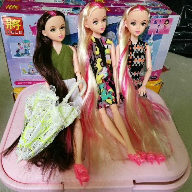 [HCM]Búp bê khớp tóc dài kèm túi xách