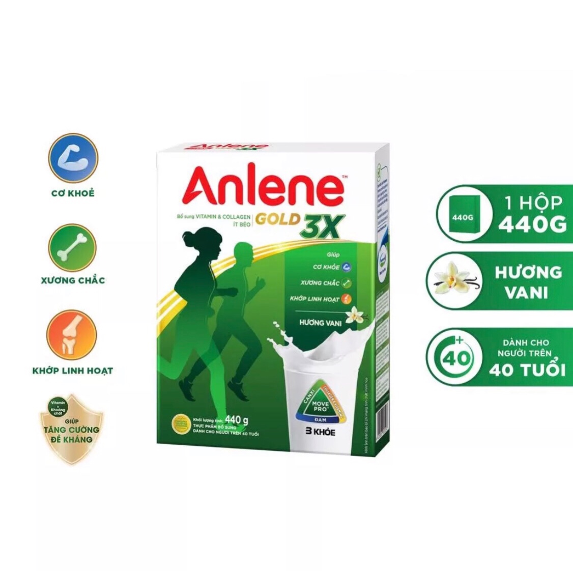 Sữa bột anlene gold 3x hương vanilla - hg 440g.