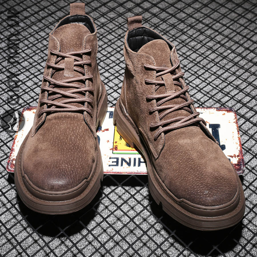 Giày da nam giaynamvip giày boot nam cao cổ da lộn phong trần gnk18