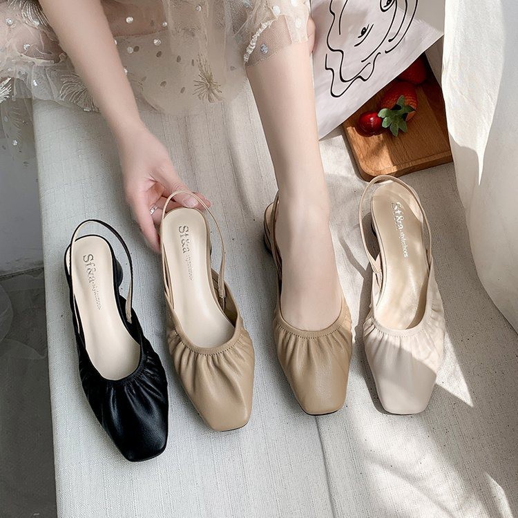 Giày búp bê dạng nhún có quai hậu phong cách dễ thương - giày da nữ búp bê