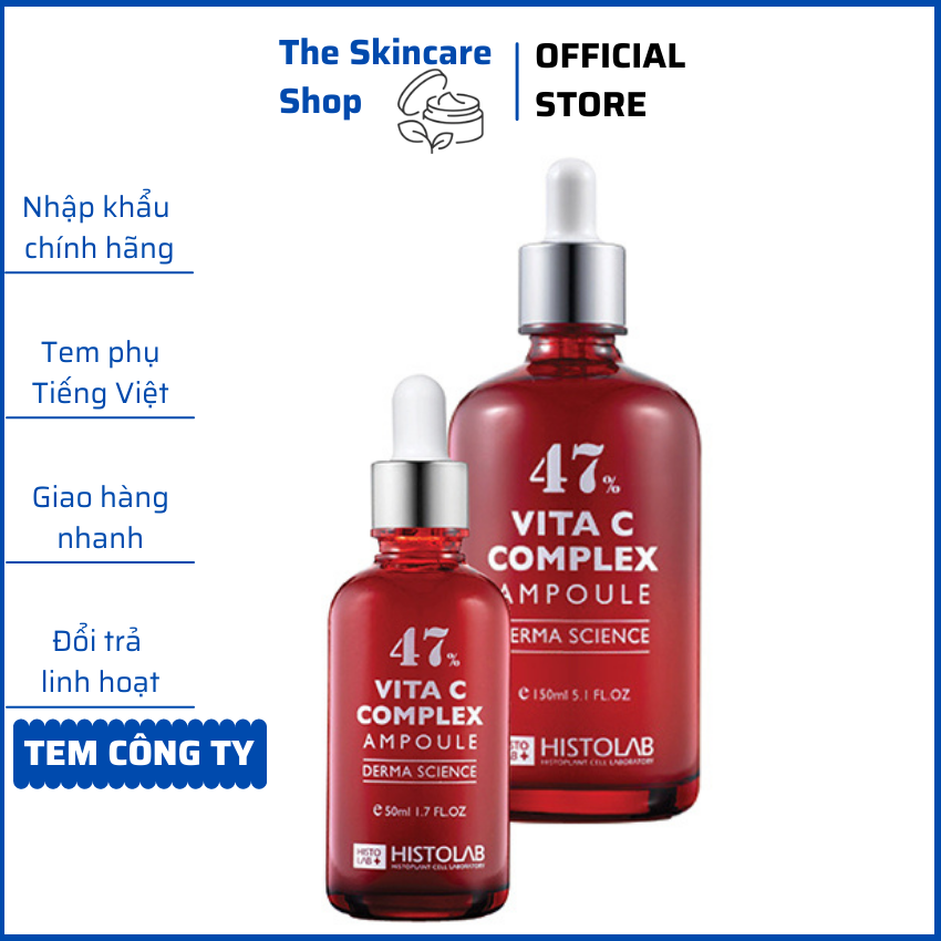 Tinh chất dưỡng trắng làm sáng da ức chế hắc tố melanin dưỡng ẩm da Histolab Vita C Complex Ampoule 47% The Skincare Shop