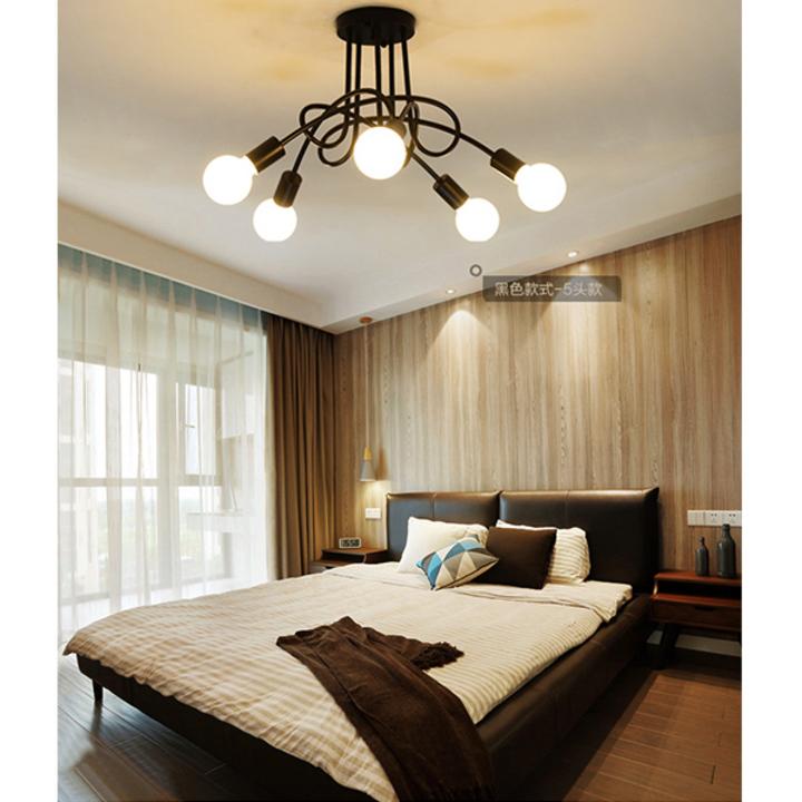 Đèn chùm phòng khách, phòng ăn - đèn thả dây xoắn 5 chao thủy tinh TH138