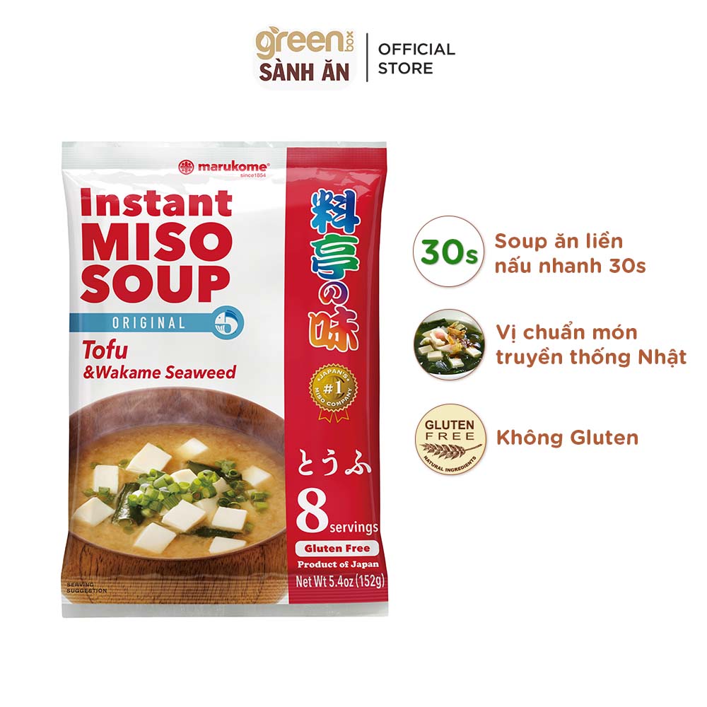 Súp miso rong biển đậu hũ ăn liền Marukome Nhật 152g