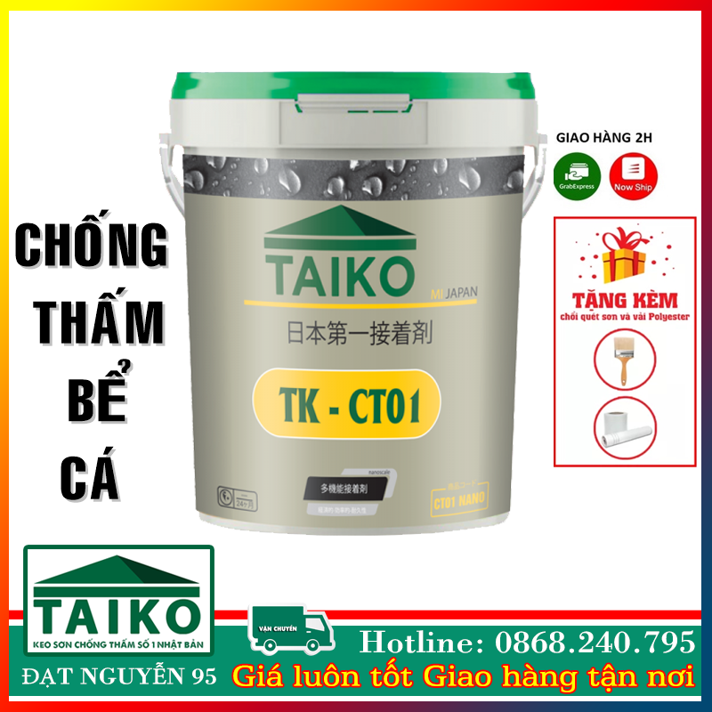Keo chống thấm 1 thành phần ct01 taiko - ngăn thấm nước cho bề mặt bê tông, xi măng cát. phân phối chính hãng. 1l