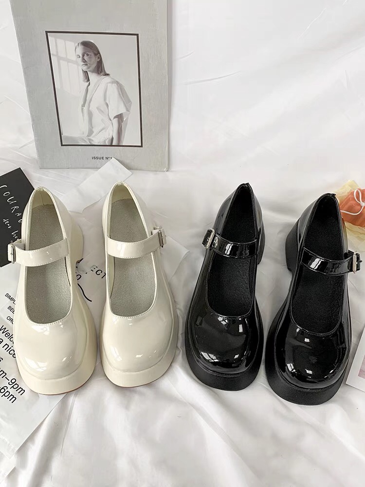 Mẫu hot- giày nữ Mary janes da bóng đế 3cm cài quai ngang( ảnh thật)