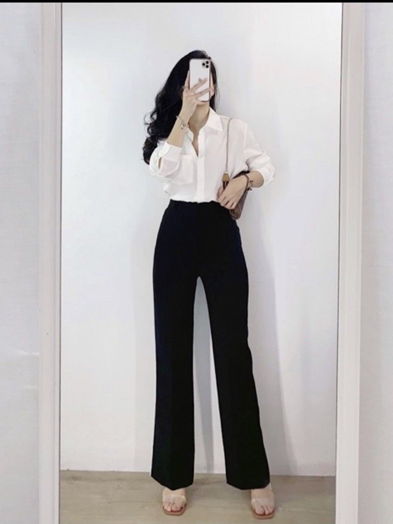 Quần công sở nữ cạp cao - quần công sở nữ dáng suông 036