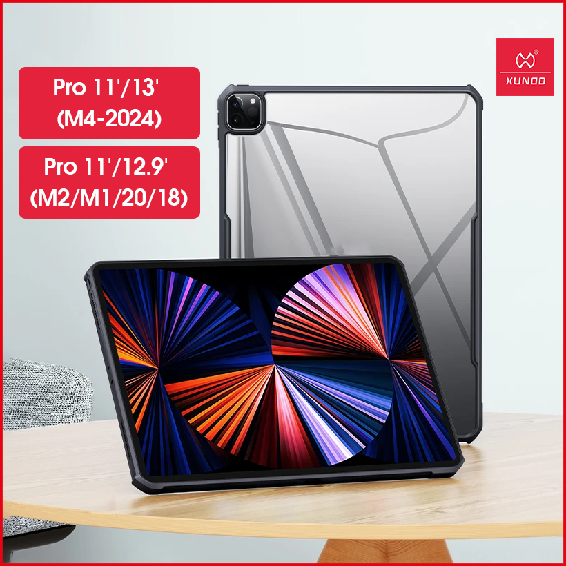 [Giao Hỏa Tốc] Ốp lưng XUNDD iPad Pro 11/13 inch (M4-2024)/ Pro 11/12.9 inch (M2-2022/M1-2021/2020/2018) - Chống shock, Mặt lưng trong suốt, Viền TPU