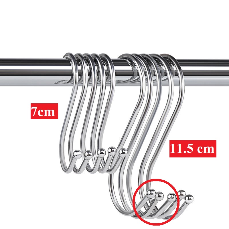 Móc treo đồ chữ s - đầu bo tròn - size 7cm và 11.5cm