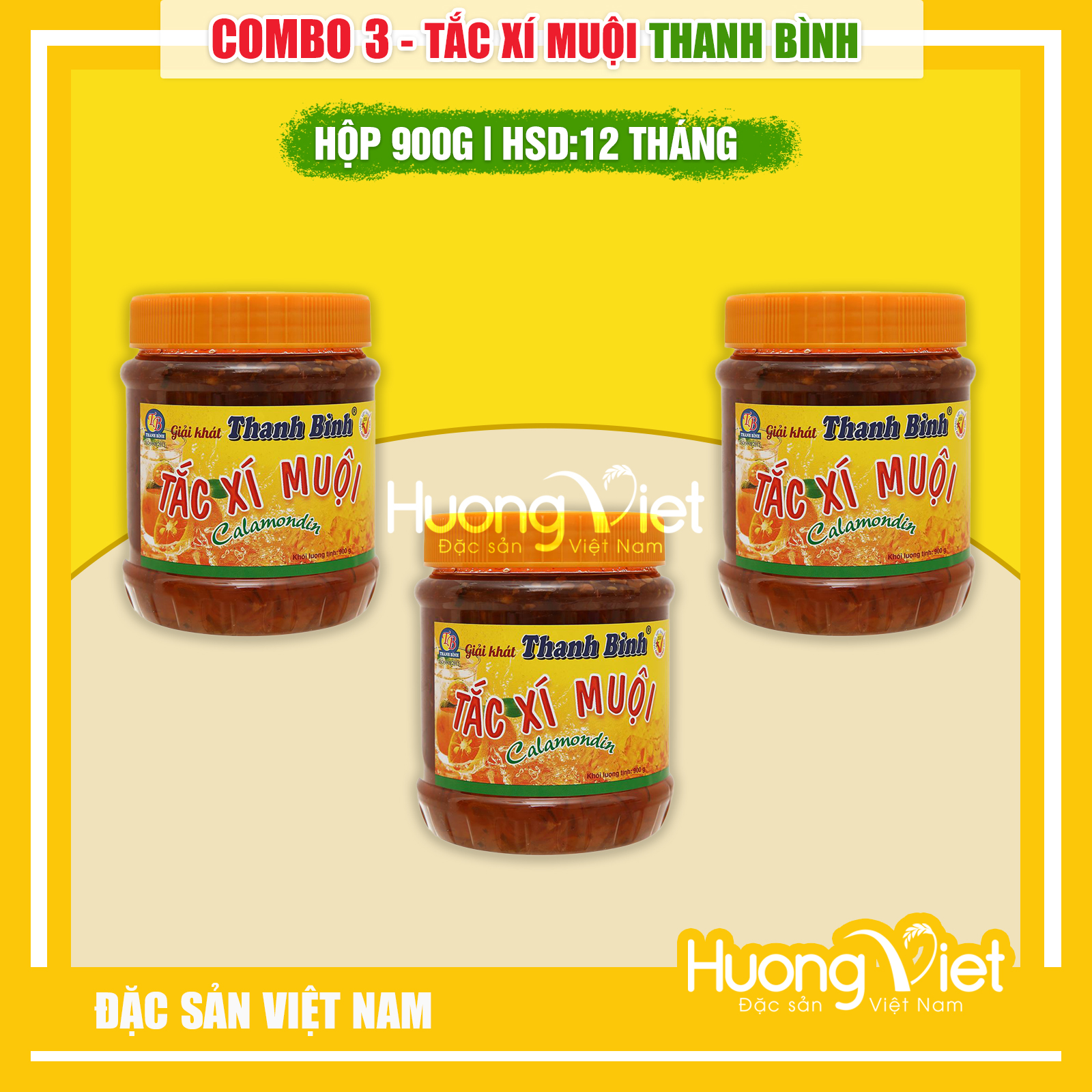 Combo 3 tắc xí muội thanh bình, tắc xí muội chua chua, ngọt ngọt giải khát mùa hè hũ 900g, nước giải khát mùa hè