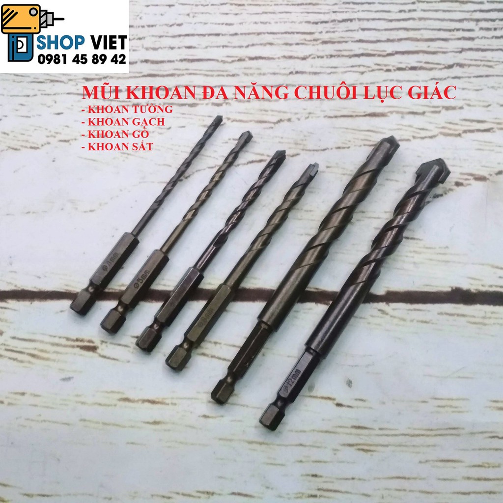 SV Mũi khoan đa năng sắc bén 3-12mm chuôi lục giác loại tốt