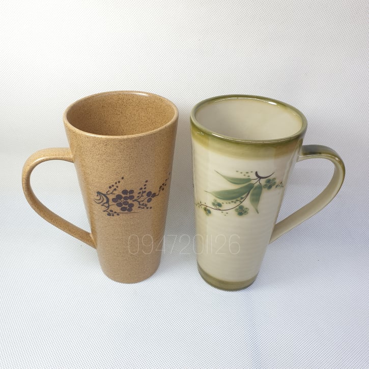 Cốc ly sứ có quai cỡ đại 450ml, kích thước h17 × d9. cốc ly to có quai uống bia. gốm bát tràng cao cấp