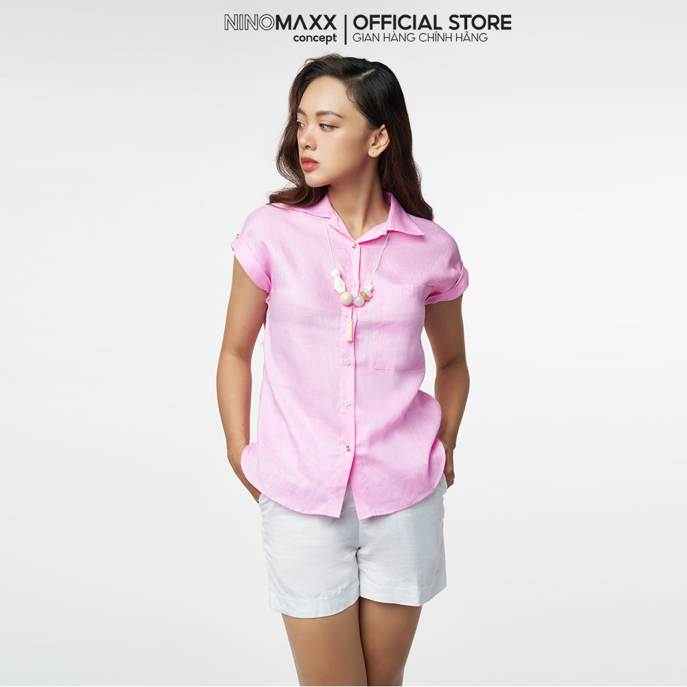 N&m áo sơ mi linen nữ tay ngắn 2203019
