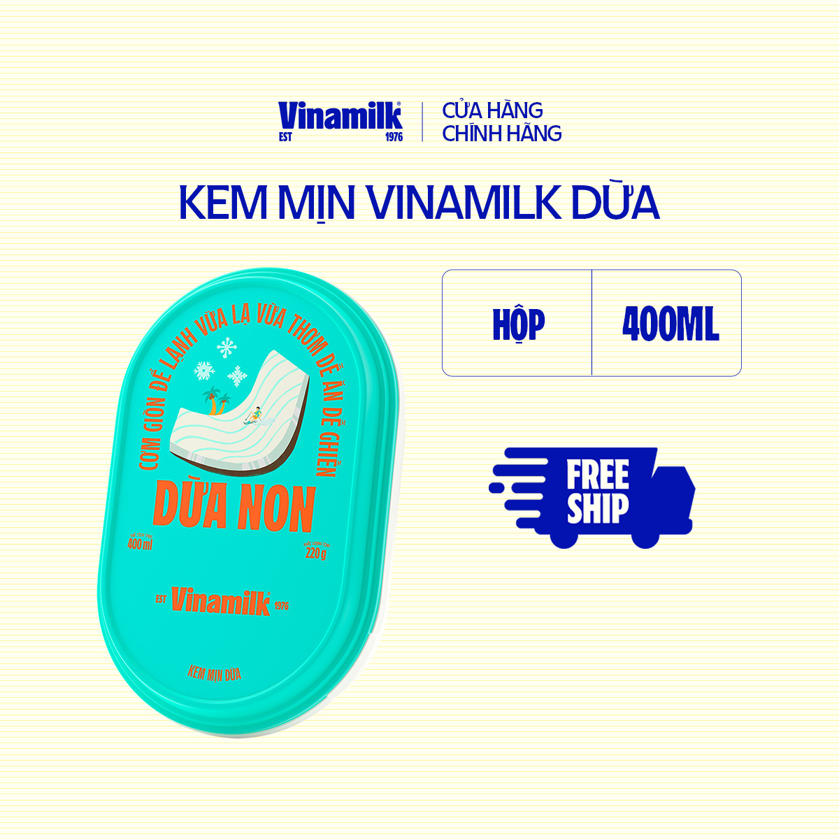 2 Hộp Kem Vinamilk Dừa 400ml