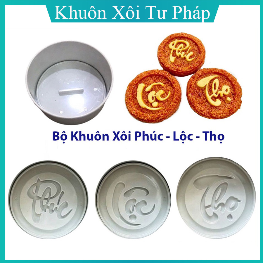 Khuôn xôi Thư Pháp Phúc Lộc Thọ hàng Việt Nam - Khuôn Làm Giò Xào Inox 1KG, Khuôn Làm Giò Chả, Khuôn Ép Giò Thủ - Dụng Cụ Làm Giò An Toàn Cho Mọi Nhà