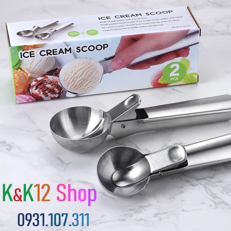 Dụng cụ múc kem, trái cây bằng inox . Muỗng múc kem đa năng.