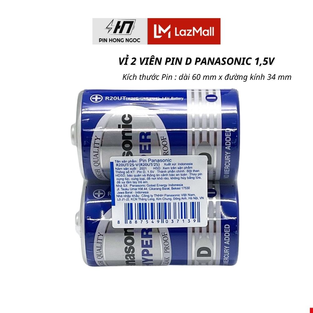 2 Viên Pin Đại Panasonic R20UT 2S 1,5V - Hàng Chính Hãng