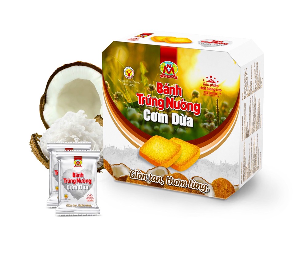 🥥 🌴 🍪216g bánh trứng nướng cơm dừa mỹ ngọc 🍪 🌴 🥥 my ngoc baked egg cookie with coconut meat 🥥 🌴 🍪