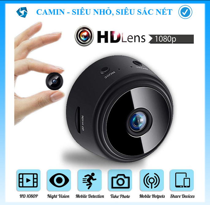 Camera an ninh ip 1080p hd không dây wifi 3tech little stars camera ir camera mini cctv a9s