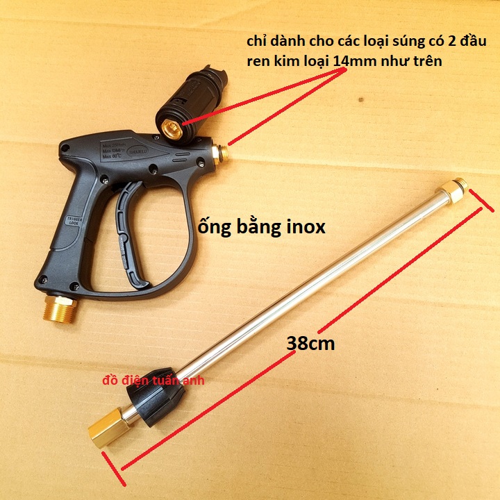 Cây nối dài sung xịt máy rửa xe - ống nối dài máy xịt rửa cao áp - chất liệu hợp kim inox, dài 30cm