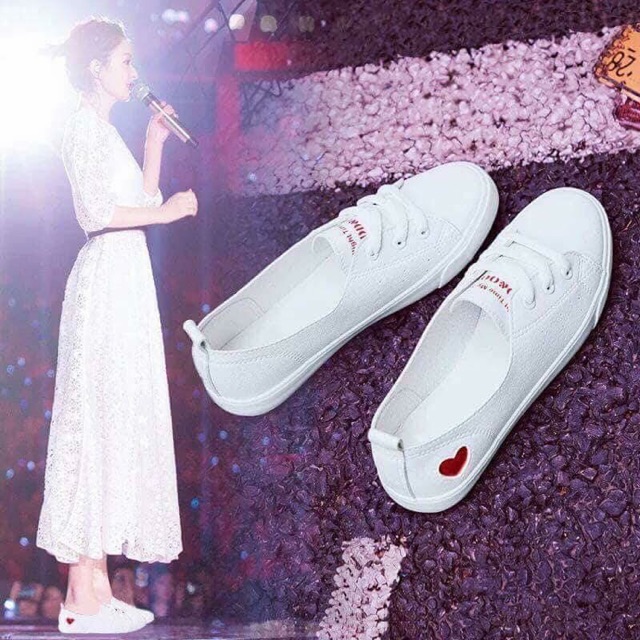 giày búp bê dáng cột dây lười