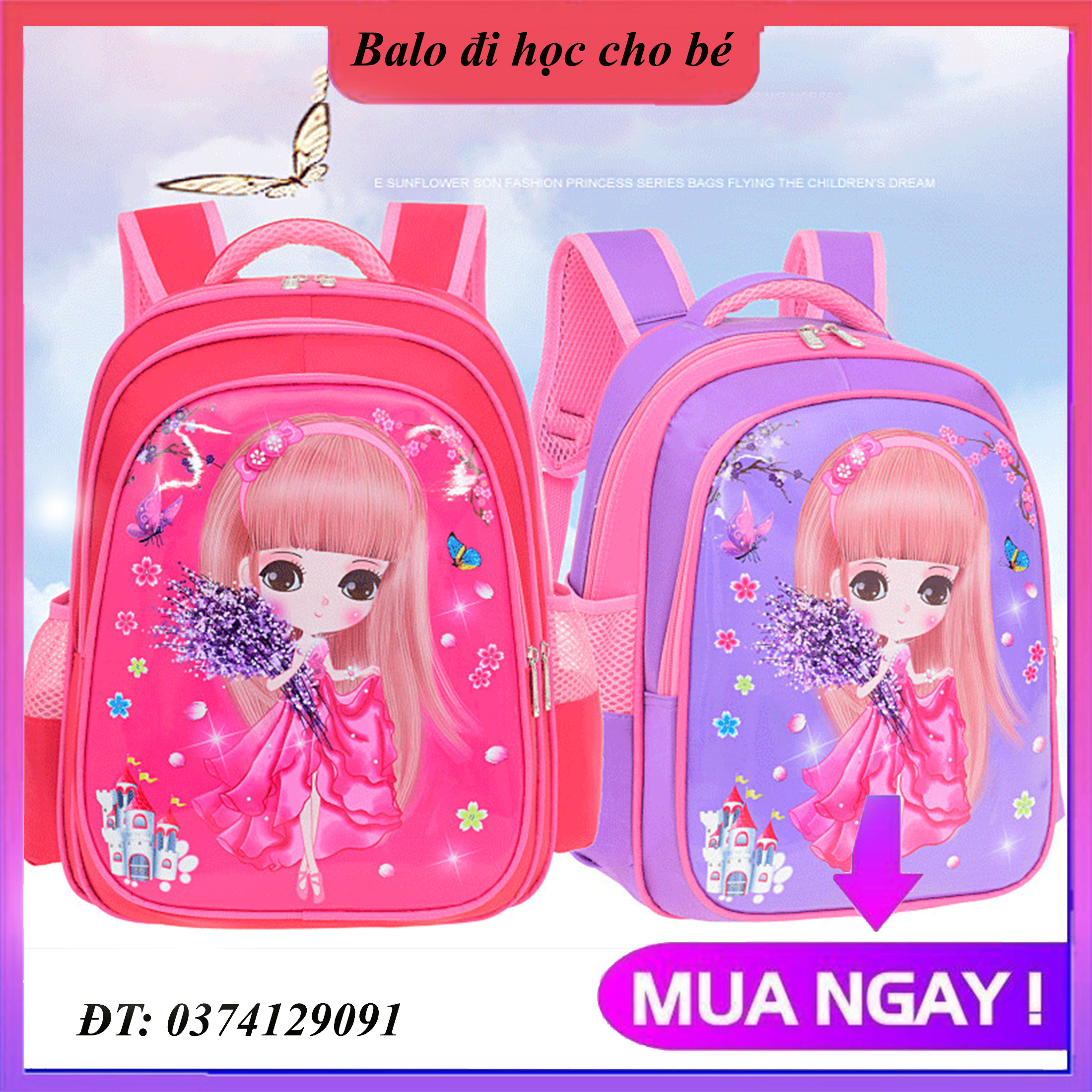 [HÀNG ĐẸP- ĐỦ SIZE CHO BÉ LỚP 1 ĐẾN LỚP 7] Balo học sinh trẻ em siêu nhẹ cao cấp cho bạn gái chất liệu siêu nhẹ chống gù - chống thấm