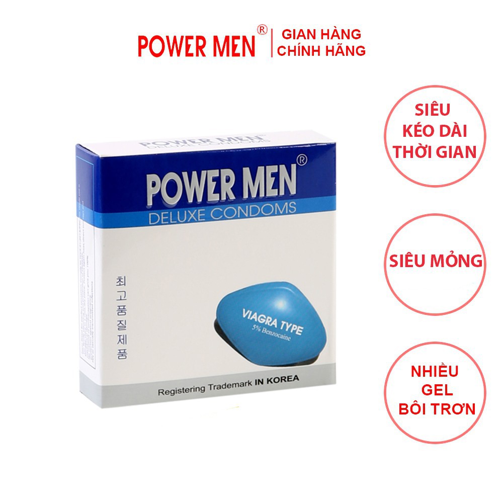 Bao cao su power men viagra – hộp 3 chiếc