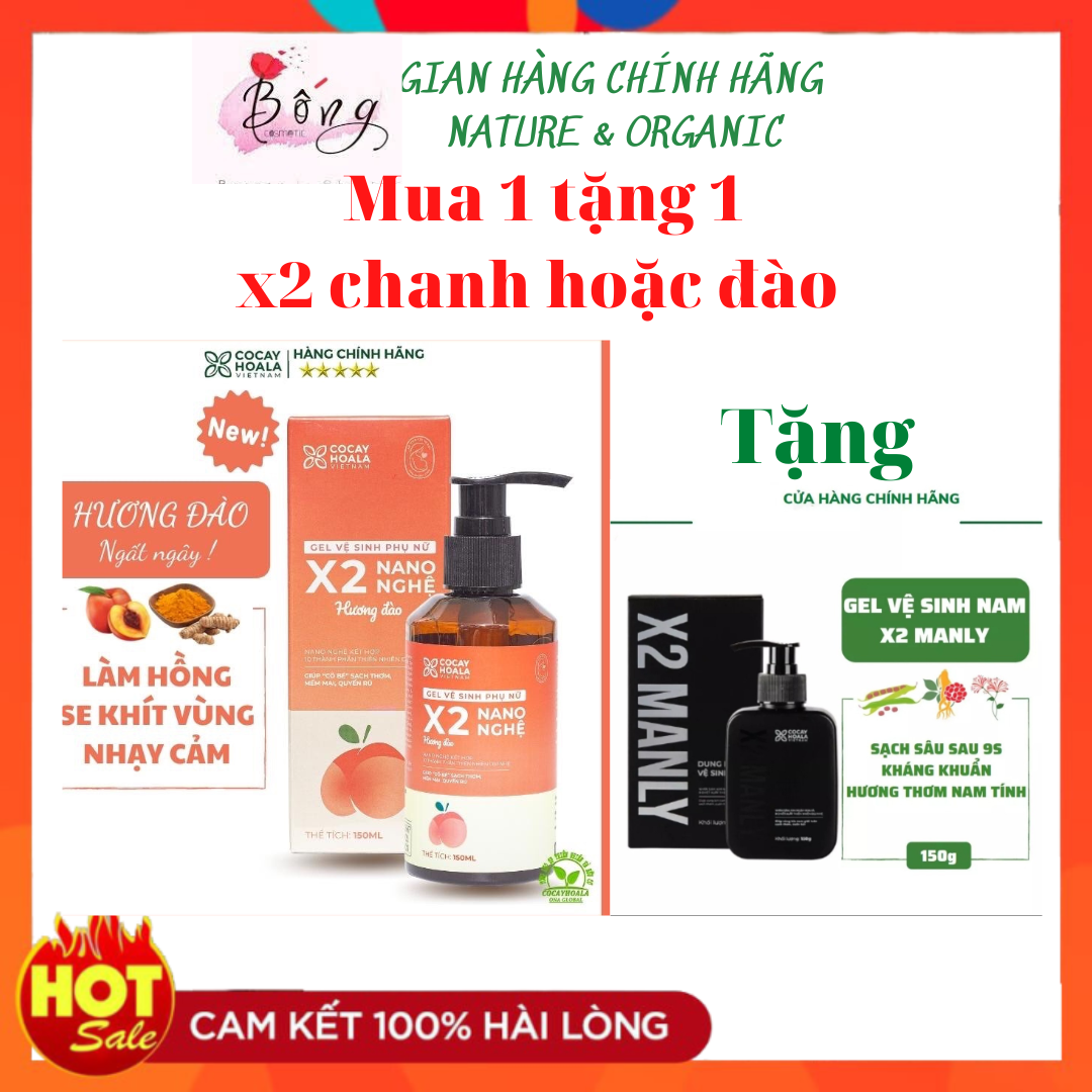 Dung dịch vệ sinh phụ nữ x2 nano nghệ, dung dịch vệ sinh nam x2 manly cocayhoala 150ml