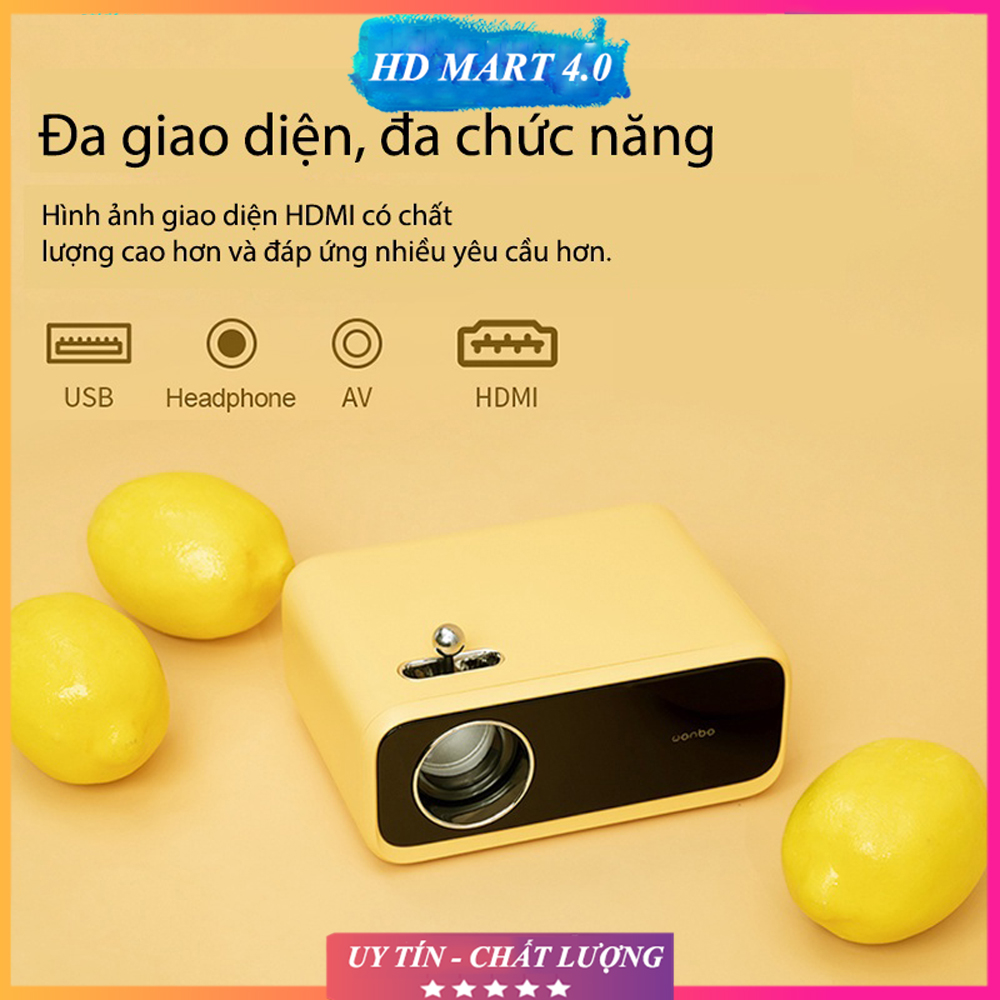 Maychieumini, Máy chiếu mini full hd 1080p, May chieu mini Wanbo X1 mini Full HD 1080P kết nối có dây, tích hợp loa bảo hành chính hãng 12 tháng