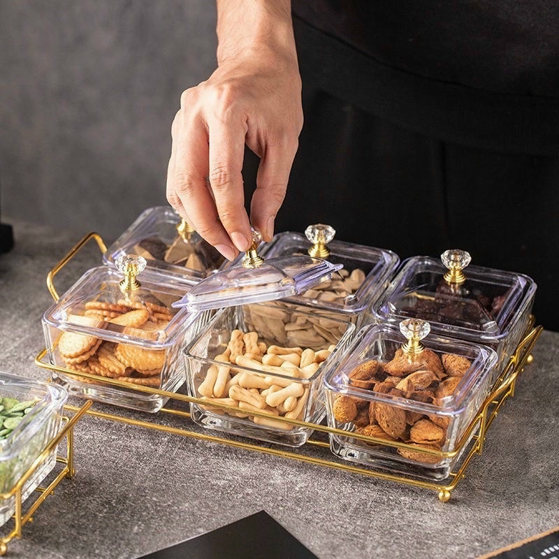 Khay thủy tinh đưng bánh kẹo, hoa quả, khay mứt thủy tinh cao cấp, sang trọng