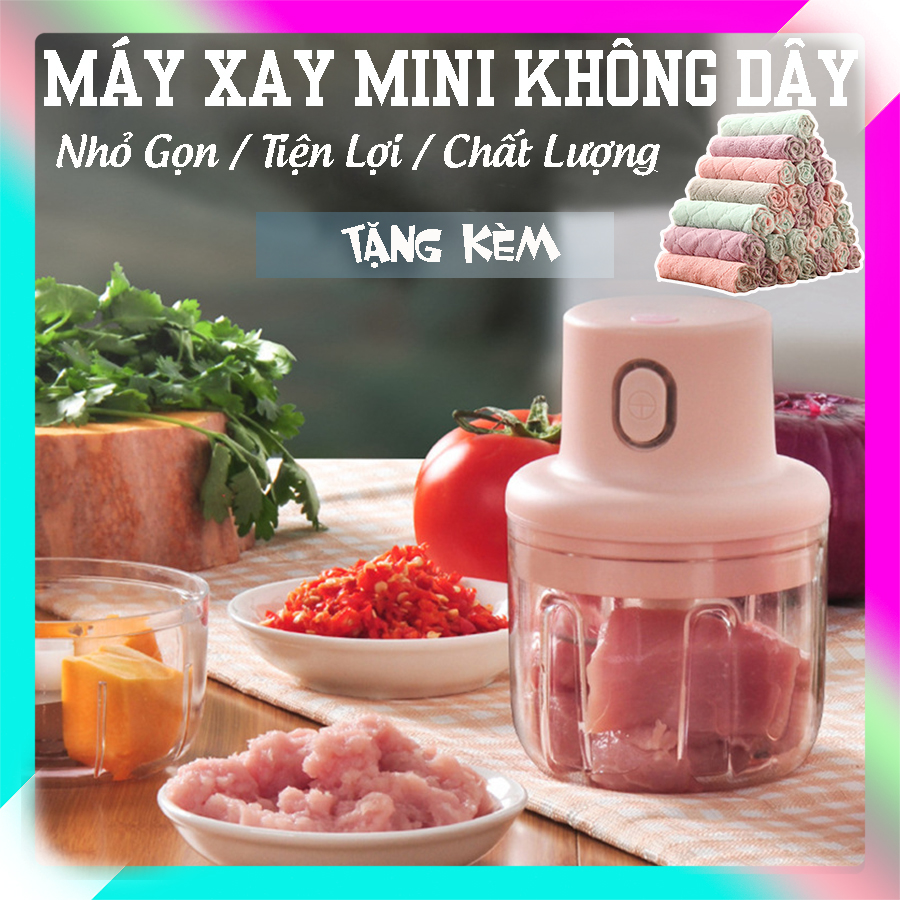 Máy xay tỏi ớt mini loại xịn máy xay sinh tố mini loại mới, 3 lưỡi dao siêu bén