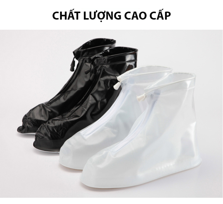 Ủng đi mưa ĐEN/TRẮNG FULL SIZE NAM NỮ - Bọc giày đi mưa - Áo mưa giày, 2 lớp bảo vệ, chống trơn trượt an toàn tuyệt đối .