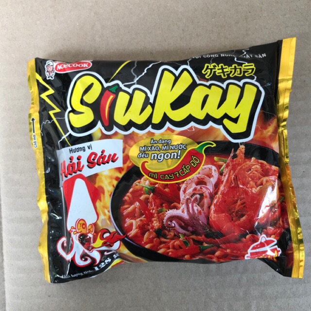 Mì siukay hải sản, gà cay phô mai, bò cấp 7 độ, mì phun lửa ,combo 5 gói