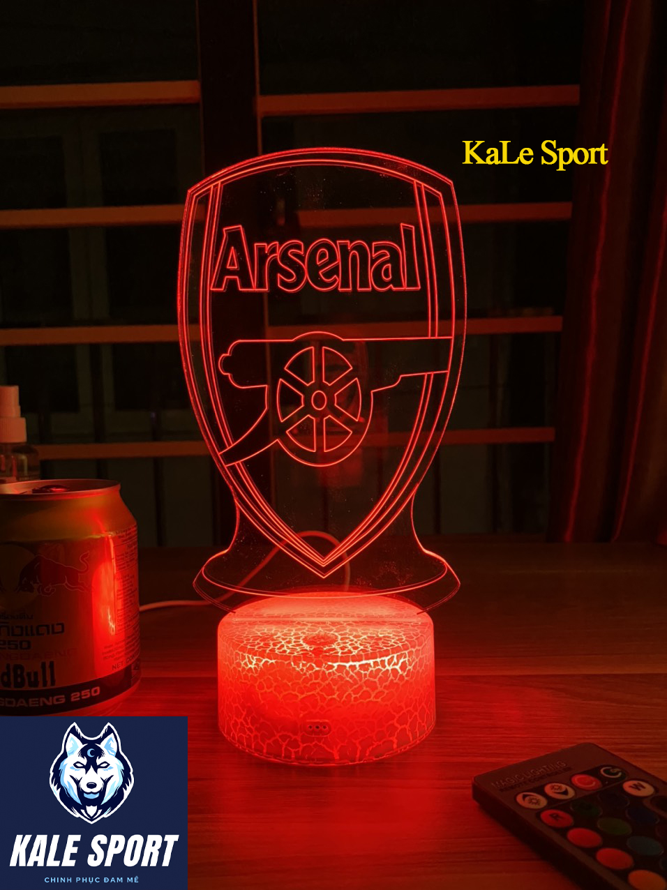 Đèn ngủ 3D CLB bóng đá Arsenal đế pha lê kèm điều khiển từ xa - Đèn Led 16 màu