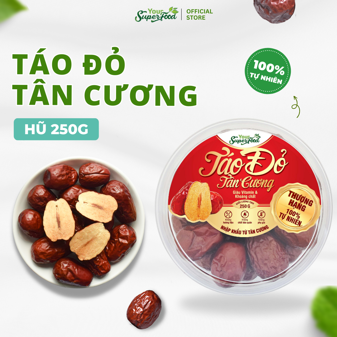 Táo Đỏ Tân Cương chín sấy khô, nguyên liệu nấu chè, chưng yến, hầm canh, pha trà, tốt cho tim mạch, cải thiện giấc ngủ Your Superfood