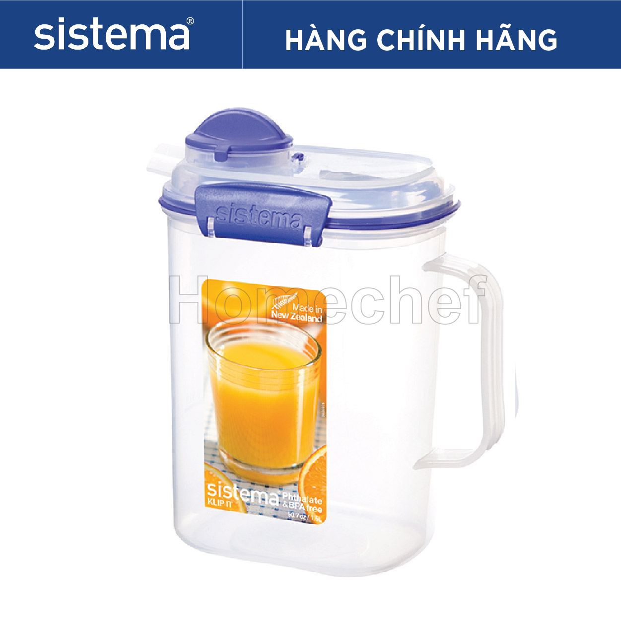 Bình đựng nước Sistema 1.5L nắp kín, không chứa BPA, sản xuất tại New Zealand - 1415