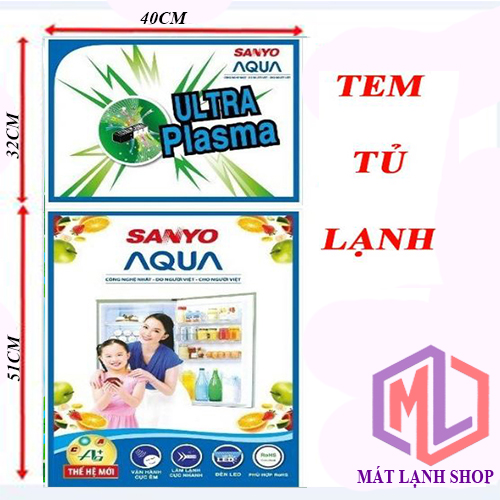 Tem dán tủ lạnh sanyo, tem dán trang trí tủ lạnh sanyo-matlanh shop