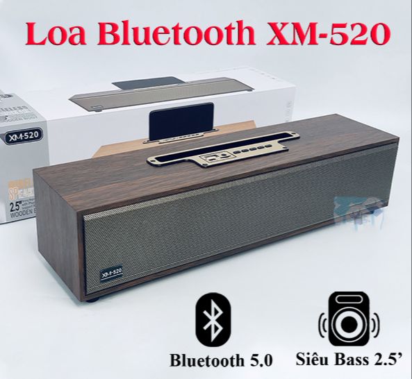Loa bluetooth xm-520, âm bass mạnh mẽ, công suất lớn 20w, thiết kế vỏ gỗ sang trọng, đa dạng kết nối, loa không dây, loa mini, loa máy tính