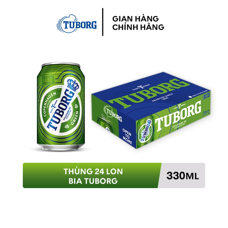 Nồng độ cồn 4.6% - Thùng 24 lon bia Tuborg 330ml
