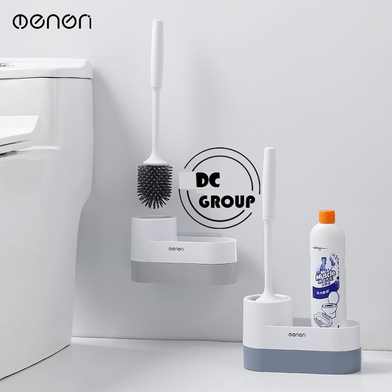 Chổi cọ rửa nhà vệ sinh đầu silicol Chính hãng OENON, Cọ bồn cầu toilet, Cọ vệ sinh cao cấp kèm ngăn chứa đồ dán tường