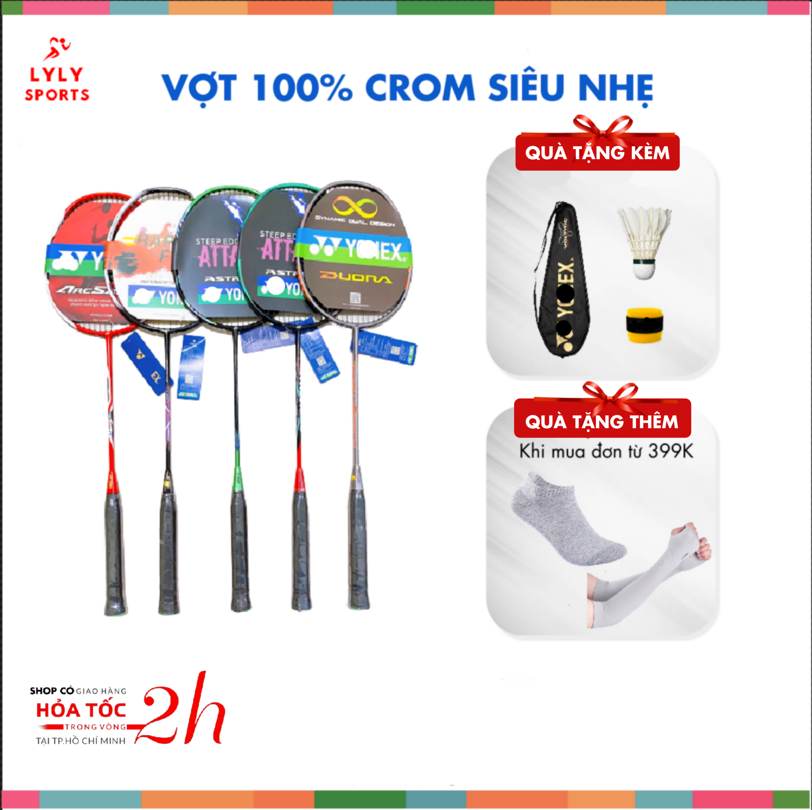 Vợt Cầu Lông Khung Crom Siêu Bền Đẹp tặng ngay bao chống sốc và quấn cán vợt cao cấp - LYLYSPORTS