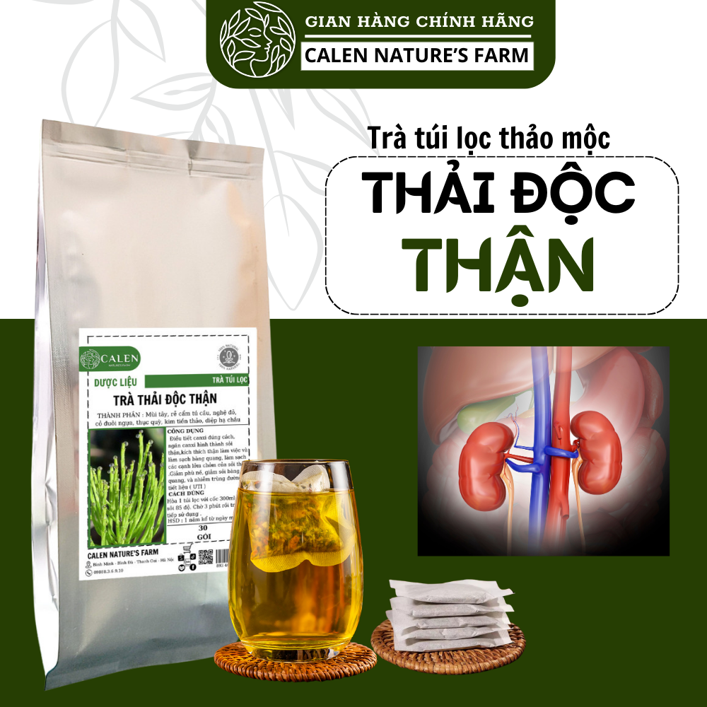 Trà thải độc thận Calen Nature's Farm thanh lọc thận, bài tiết hàn khí trong thận bịch 30 gói lọc