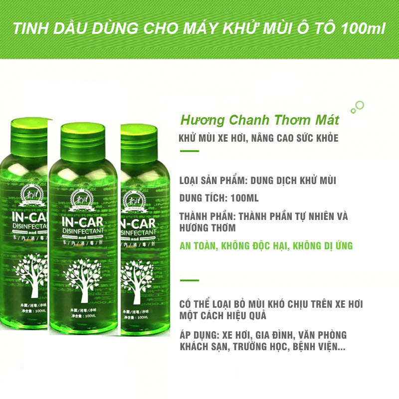 Combo Tiết Kiệm 40% - 03 Chai Dung Dịch Xông Khử Mùi Ô Tô 100ml Hương Thơm Mát Không Gây Kích Ứng, Buồn Nôn