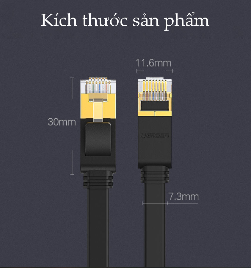 Cáp mạng 2 đầu đúc Cat7 UTP Patch Cords dạng dẹt dài từ 0.5-10M UGREEN NW106 Cáp mạng 2 đầu đúc Cat7 UTP Patch Cords dạng dẹt dài từ 0.5-10M UGREEN NW106