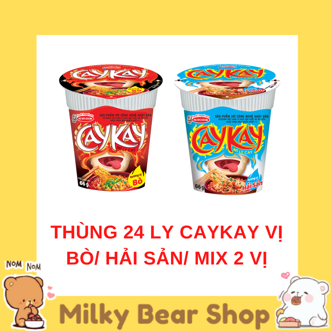 Thùng 24 ly caykay vị bò/ hải sản/ mix 2 vị