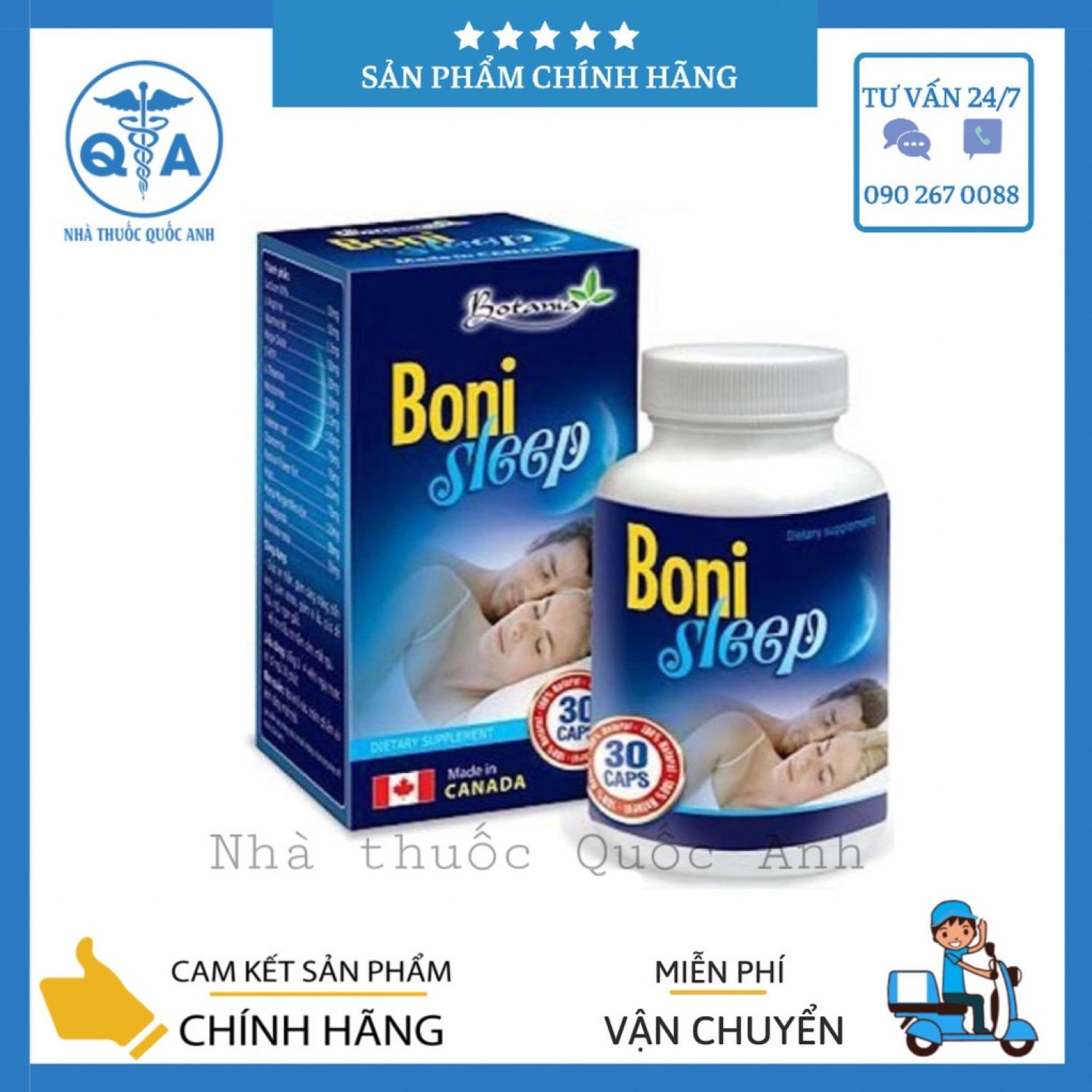 BONISLEEP Giúp giảm căng thẳng, giảm stress, giúp ngủ ngon giấc Hộp 30 viên