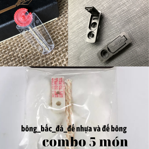 Bật lửa hộp quẹt phụ kiện ZP thay thế dự phòng combo 5 món bông bấc đá đế nhựa đế bông thay thế cho mọi loại bật lửa.