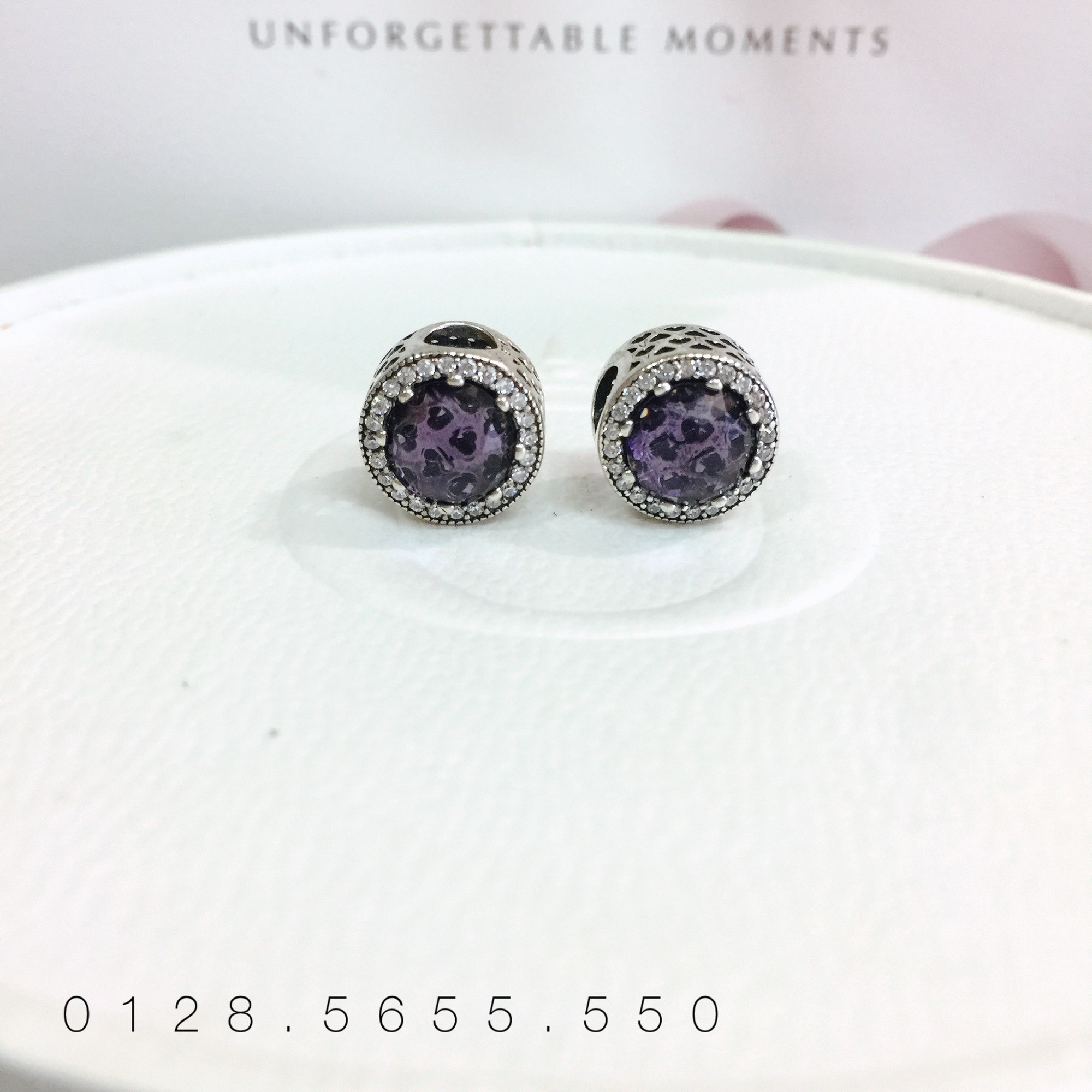 Charm đá radian tím bạc 925